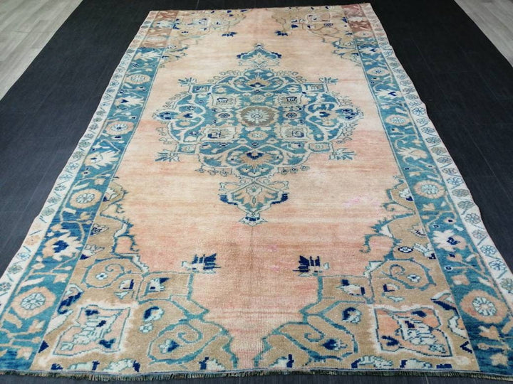 Blue Turkish Oushak Rug 5' 6" x 8' 11" Hand-Knotted | No. WR89231