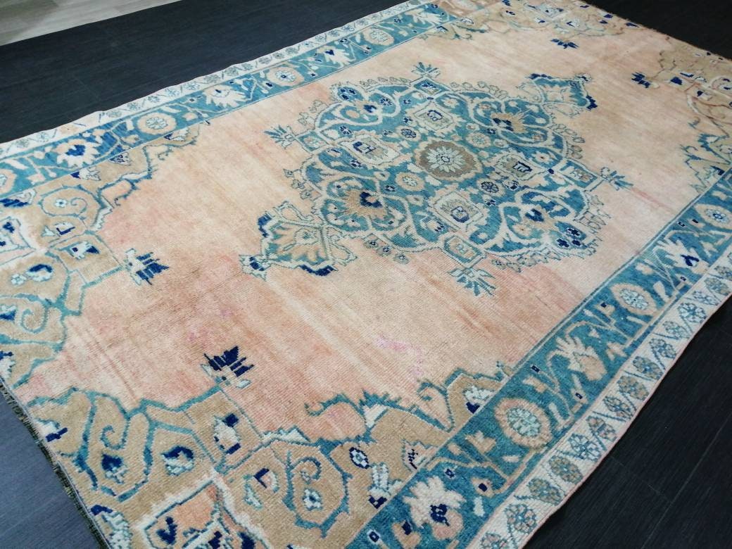 Blue Turkish Oushak Rug 5' 6" x 8' 11" Hand-Knotted | No. WR89231
