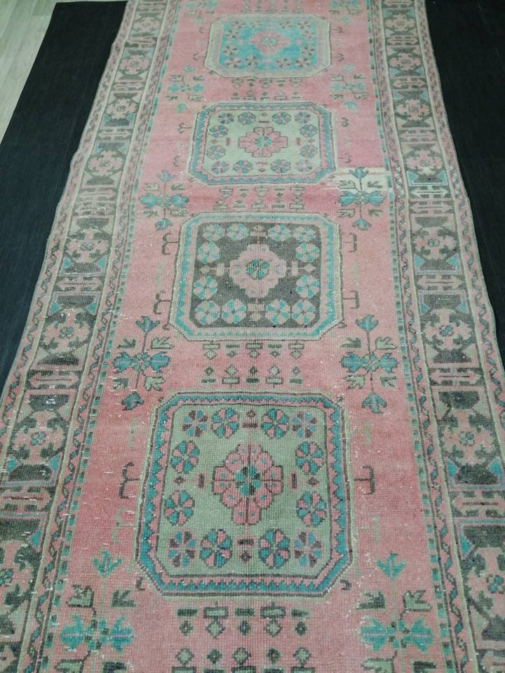Beige Turkish Runner Rug 4' 5" x 19' 3" Hand-Knotted detail