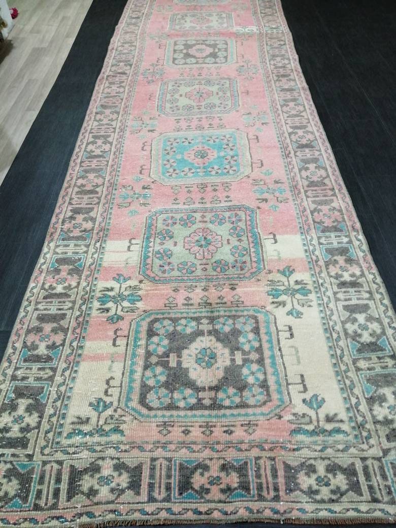 Beige Turkish Runner Rug 4' 5" x 19' 3" Hand-Knotted view 9