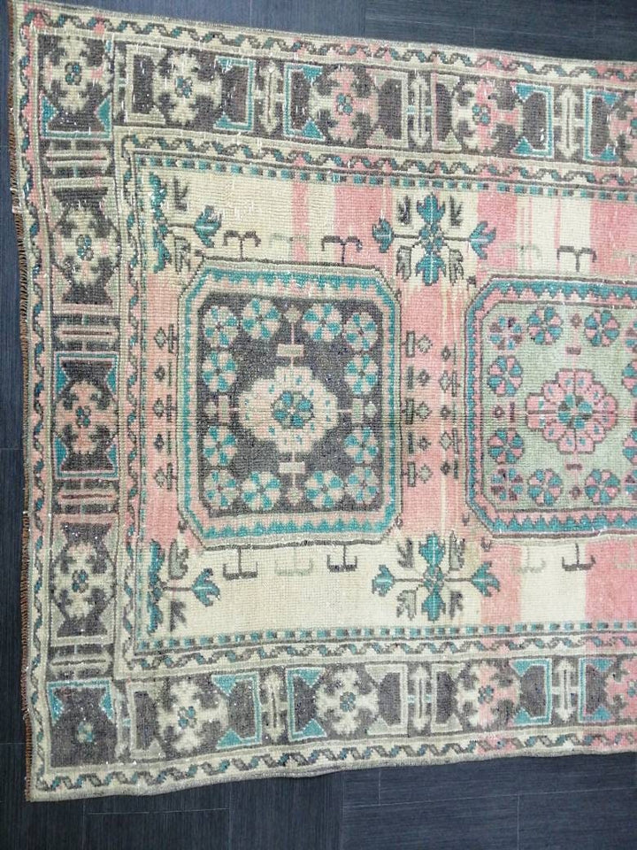 Beige Turkish Runner Rug 4' 5" x 19' 3" Hand-Knotted field