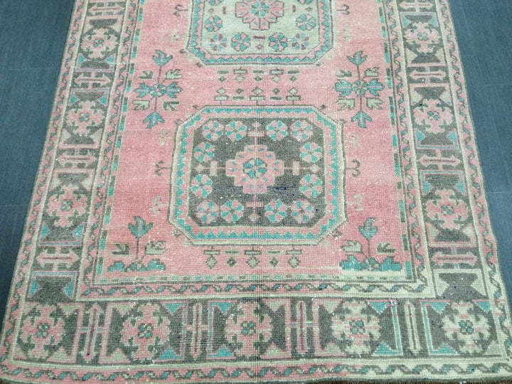 Beige Turkish Runner Rug 4' 5" x 19' 3" Hand-Knotted texture