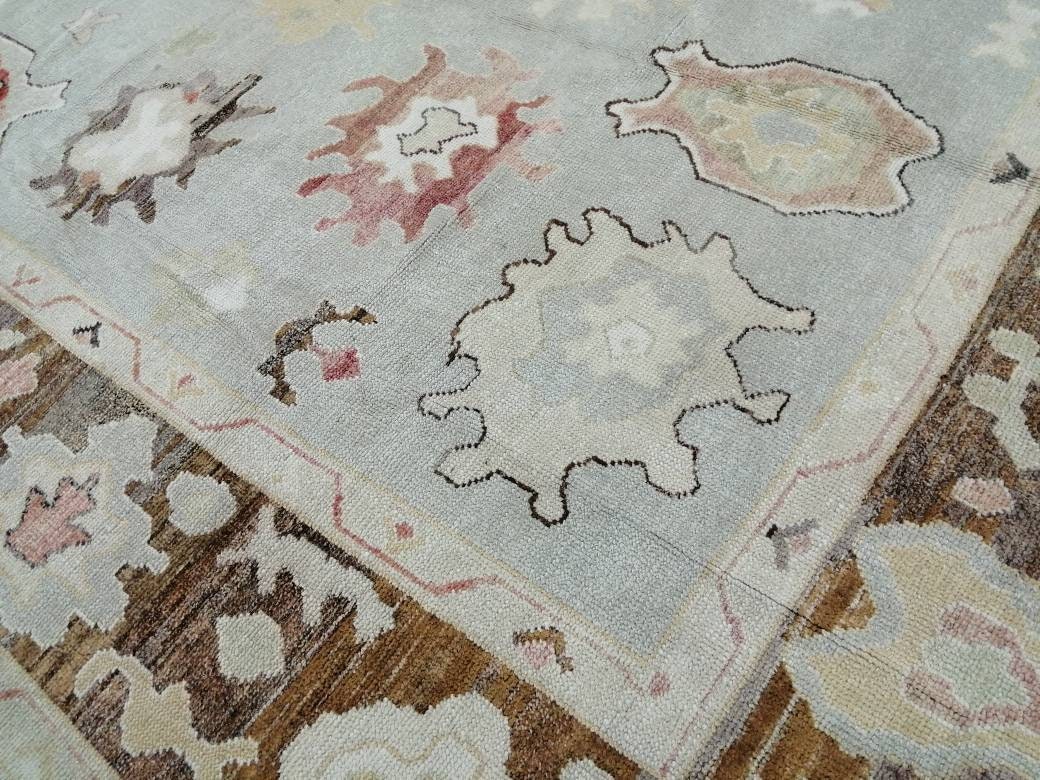 Turkish Oushak Rug 9' 3" x 11' 4" Hand-Knotted reverse