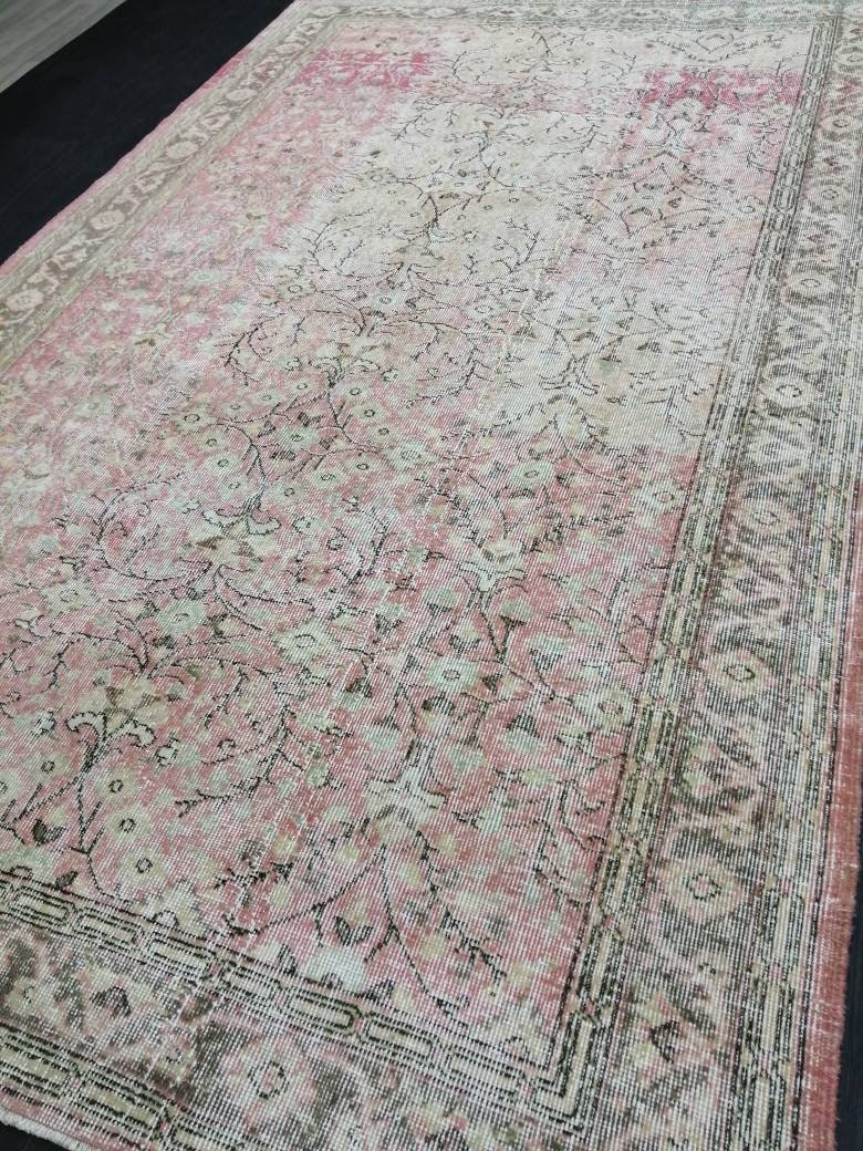 Pink Turkish Oushak Rug 5' 9" x 9' 1" Hand-Knotted view 9