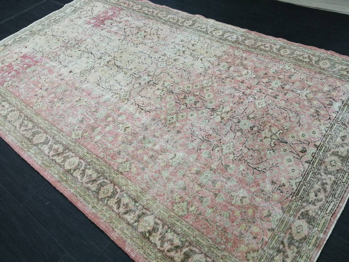Pink Turkish Oushak Rug 5' 9" x 9' 1" Hand-Knotted