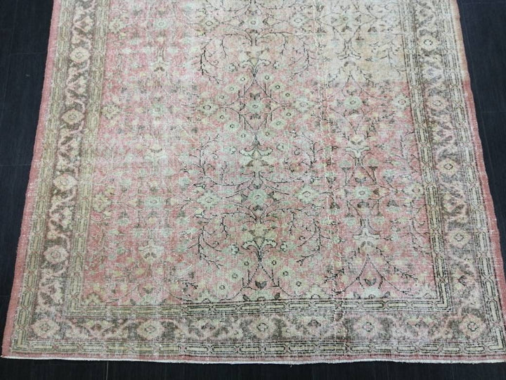 Pink Turkish Oushak Rug 5' 9" x 9' 1" Hand-Knotted pattern