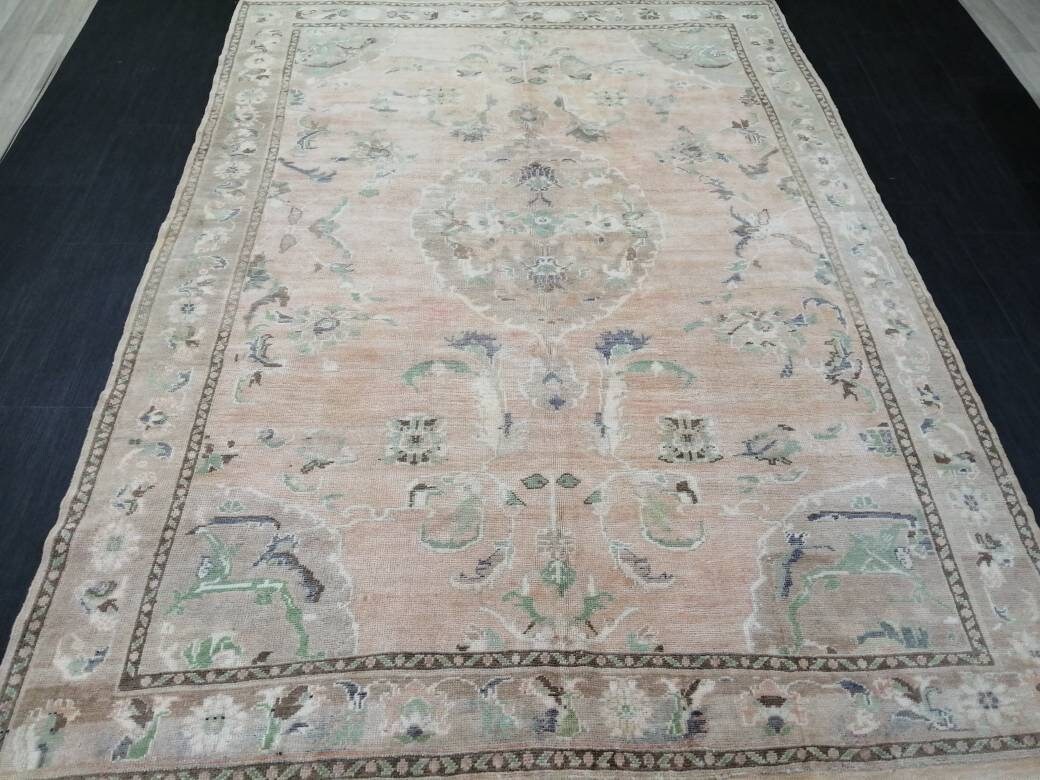 Beige Turkish Runner Rug 5' 11" x 8' 4" Hand-Knotted view 9