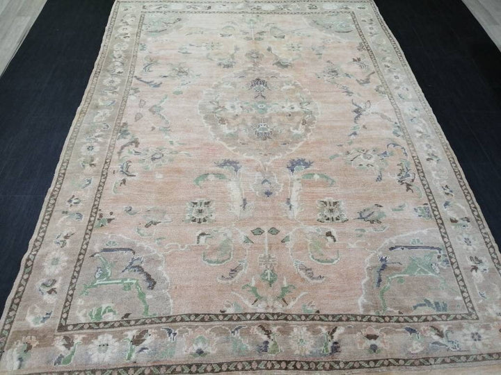 Beige Turkish Runner Rug 5' 11" x 8' 4" Hand-Knotted view 9