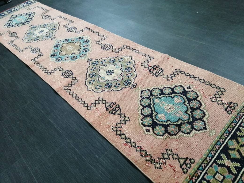 Beige Turkish Runner Rug 2' 7" x 10' 11" Hand-Knotted view