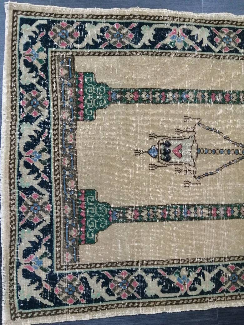 Beige Turkish Runner Rug 3' x 5' 4" Hand-Knotted view