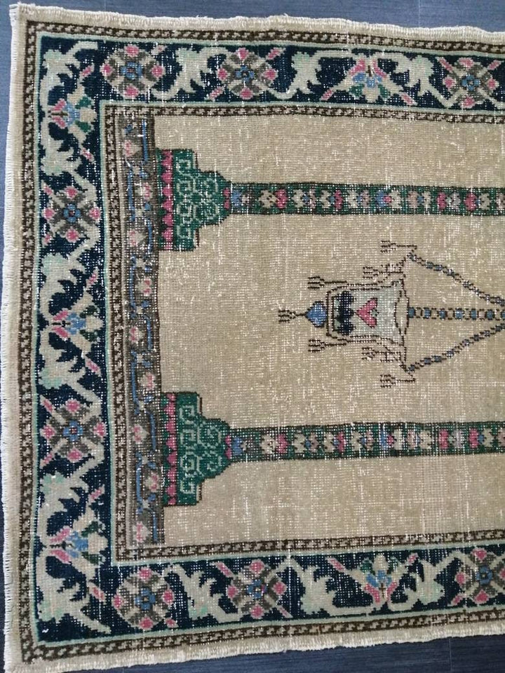 Beige Turkish Runner Rug 3' x 5' 4" Hand-Knotted view