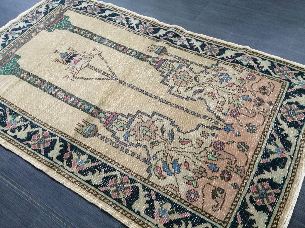 Beige Turkish Runner Rug 3' x 5' 4" Hand-Knotted view 9
