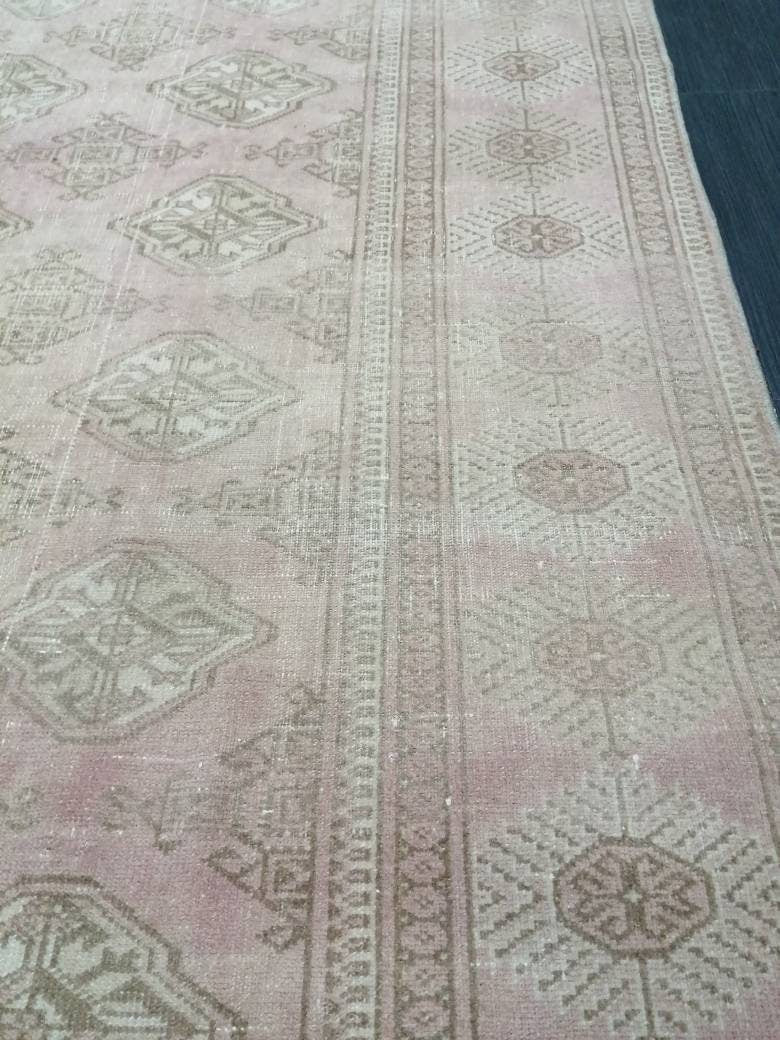 Pink Turkish Oushak Rug 6' 2" x 9' 1" Hand-Knotted detail