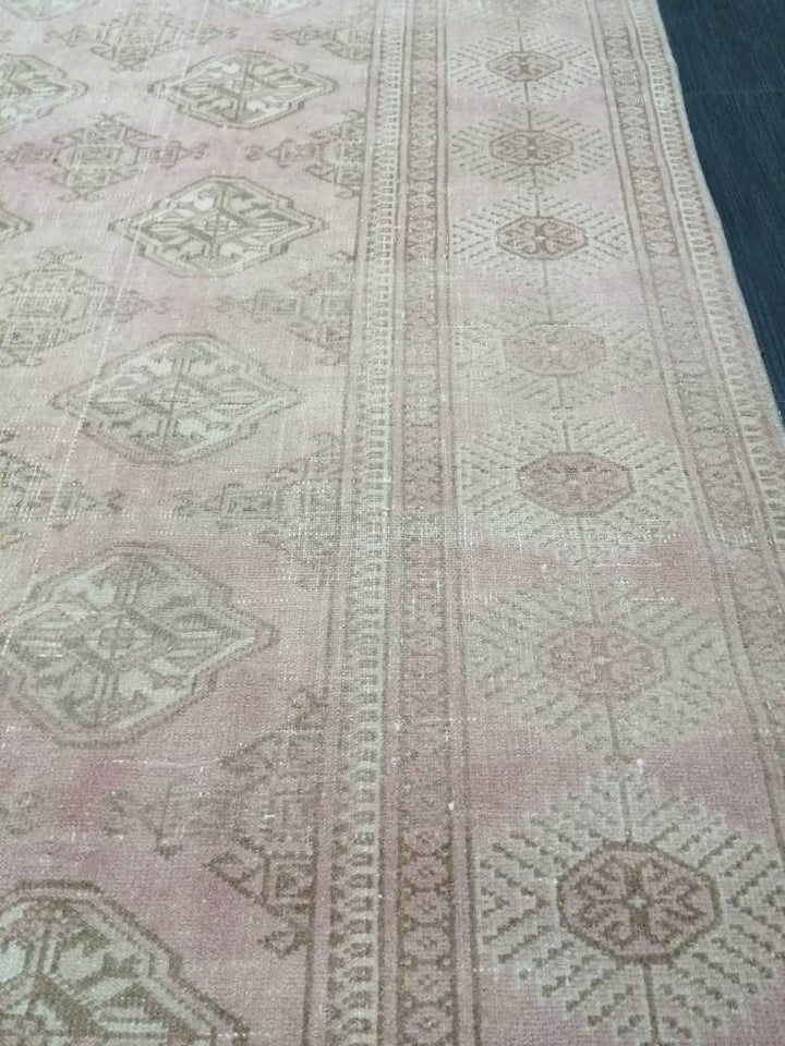 Pink Turkish Oushak Rug 6' 2" x 9' 1" Hand-Knotted detail