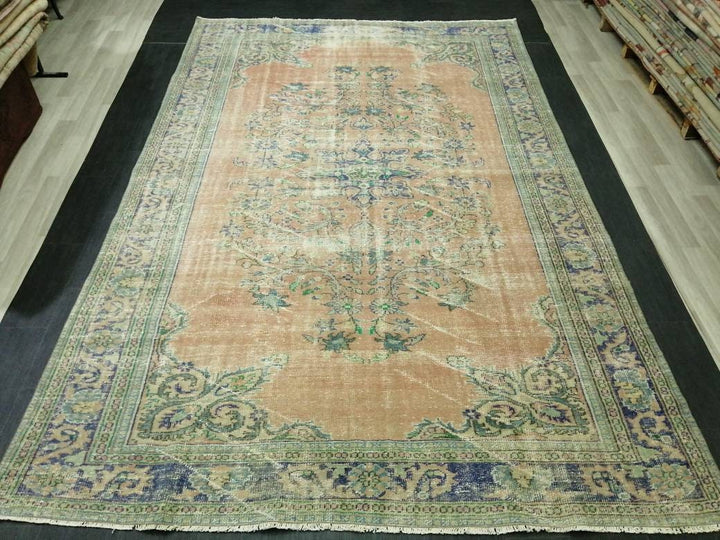 Blue Turkish Oushak Rug 8' x 12' Hand-Knotted | No. WR96437