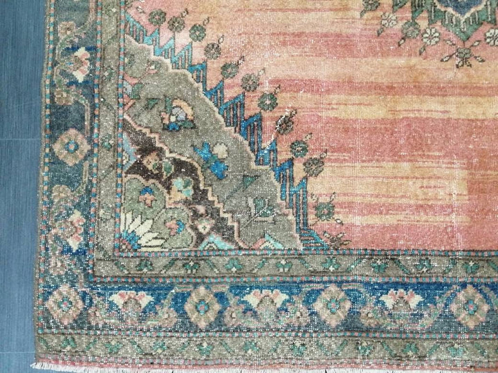 Beige Turkish Runner Rug 6' 6" x 8' 11" Hand-Knotted view 9