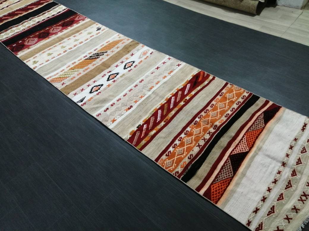 Beige Turkish Runner Rug 3' 2" x 15' Hand-Knotted