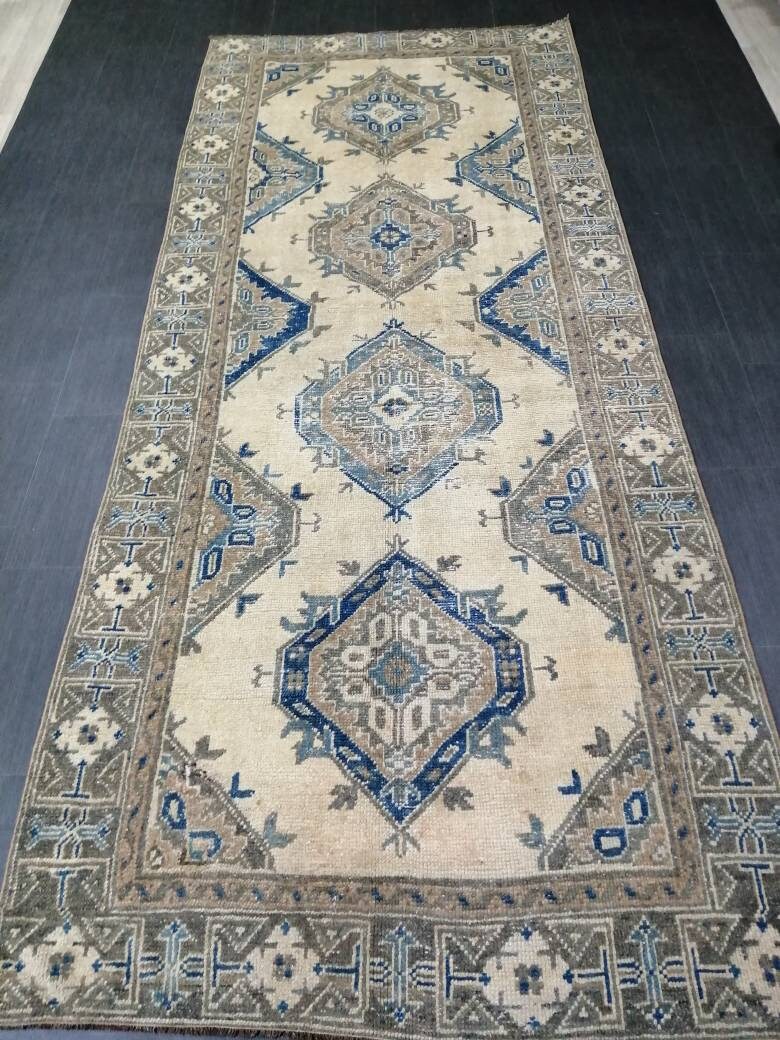 Blue Turkish Runner Rug 5' x 11' 11" Hand-Knotted | No. WR58279