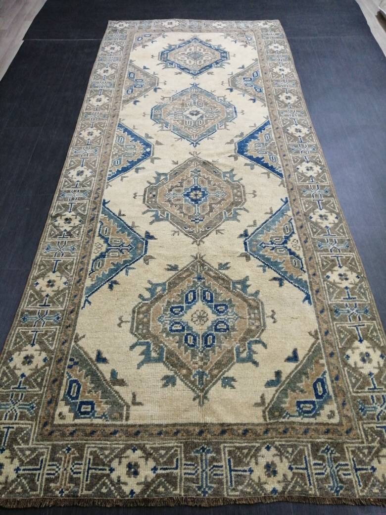 Blue Turkish Runner Rug 5' x 11' 11" Hand-Knotted | No. WR58279