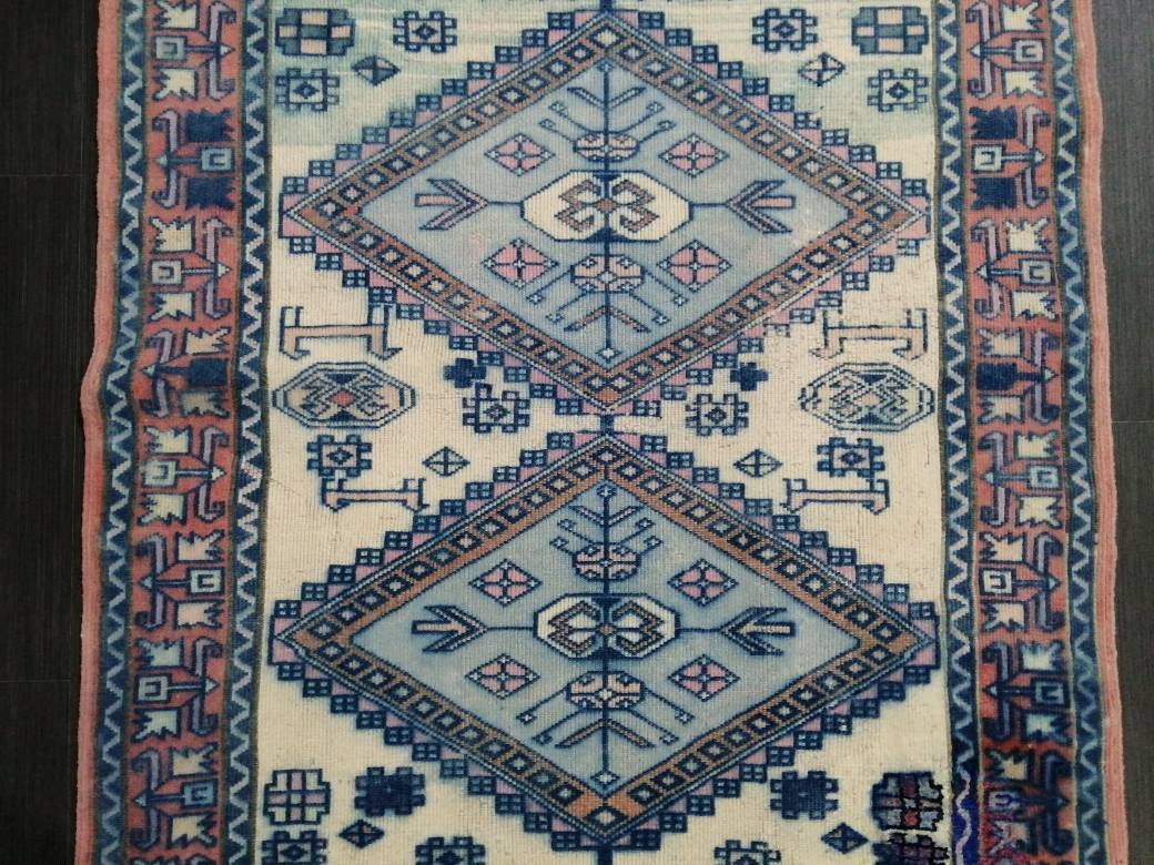 Beige Turkish Runner Rug 3' 3" x 5' 10" Hand-Knotted close-up