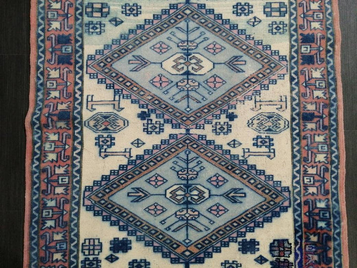 Beige Turkish Runner Rug 3' 3" x 5' 10" Hand-Knotted close-up