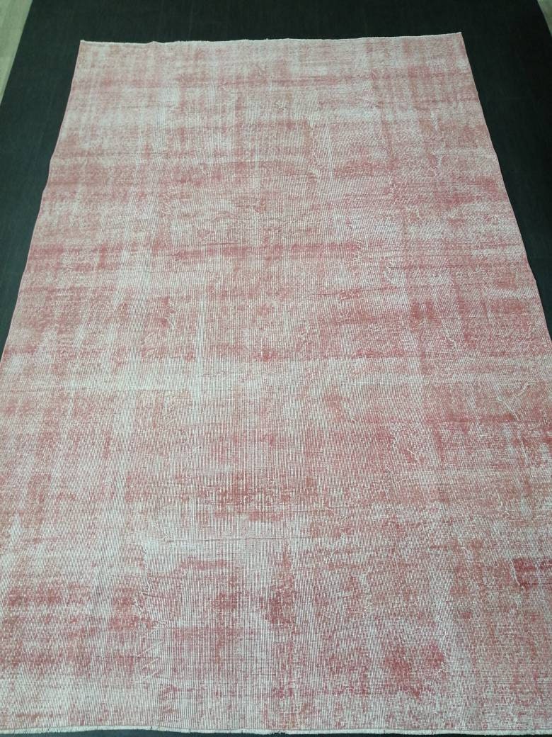Pink Turkish Oushak Rug 6' 8" x 10' 5" Hand-Knotted close-up