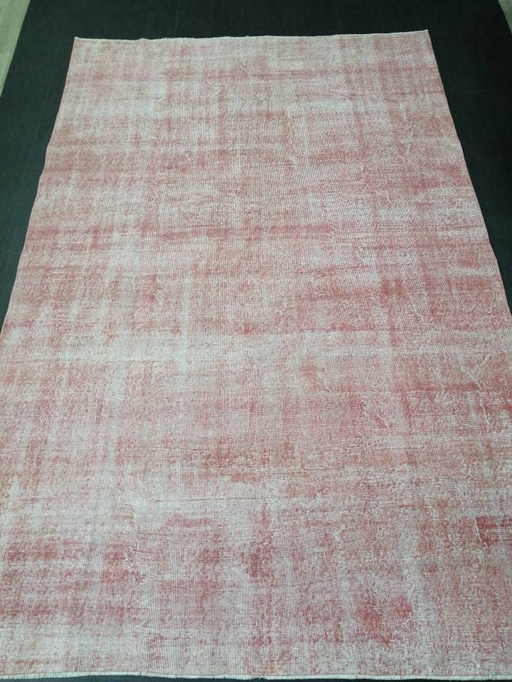 Pink Turkish Oushak Rug 6' 8" x 10' 5" Hand-Knotted close-up