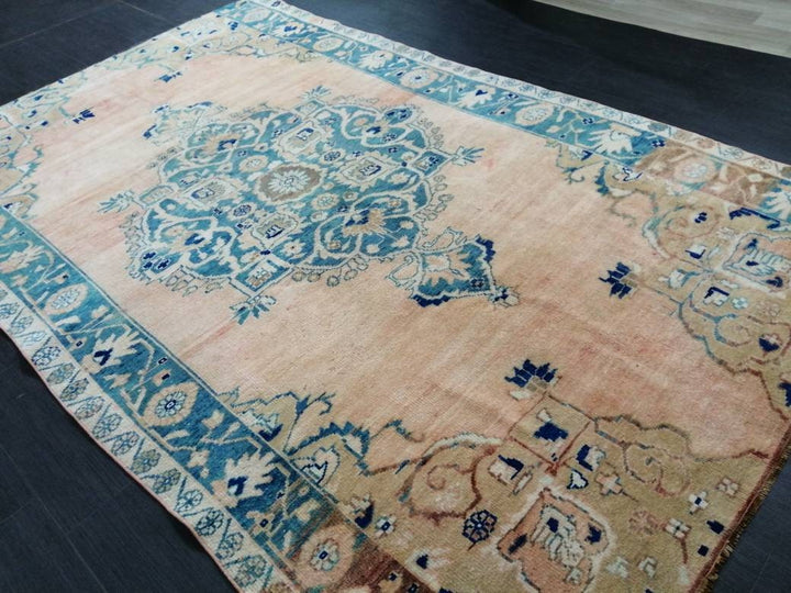 Blue Turkish Oushak Rug 5' 6" x 8' 11" Hand-Knotted | No. WR89231