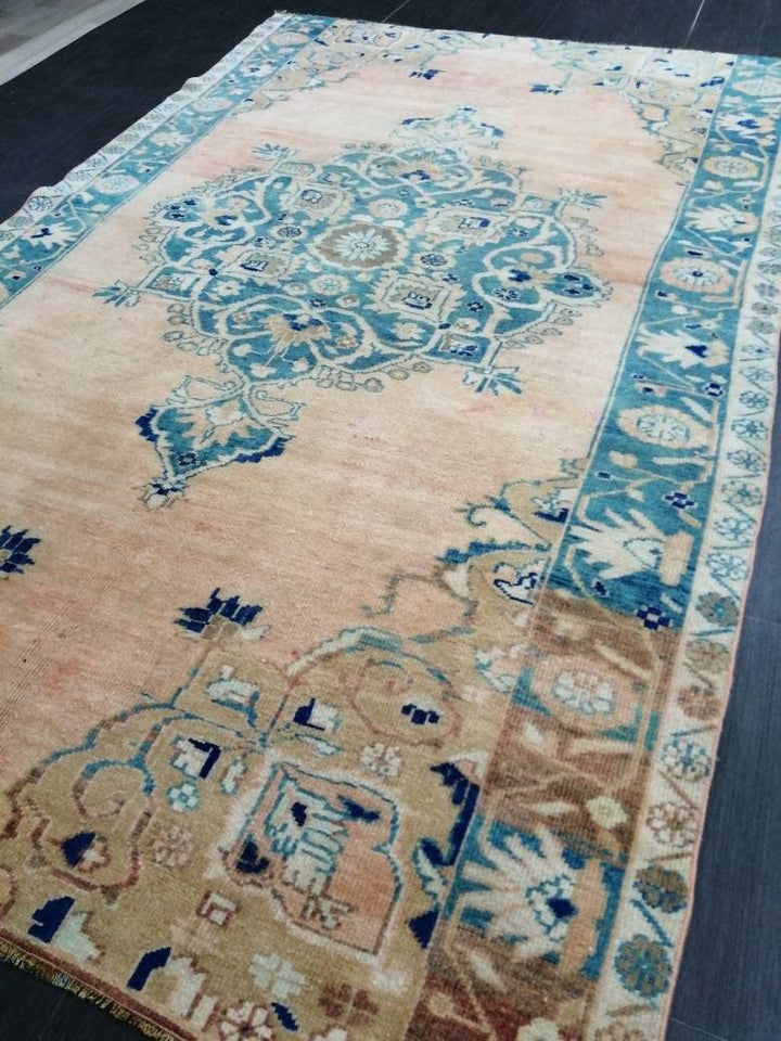 Blue Turkish Oushak Rug 5' 6" x 8' 11" Hand-Knotted | No. WR89231