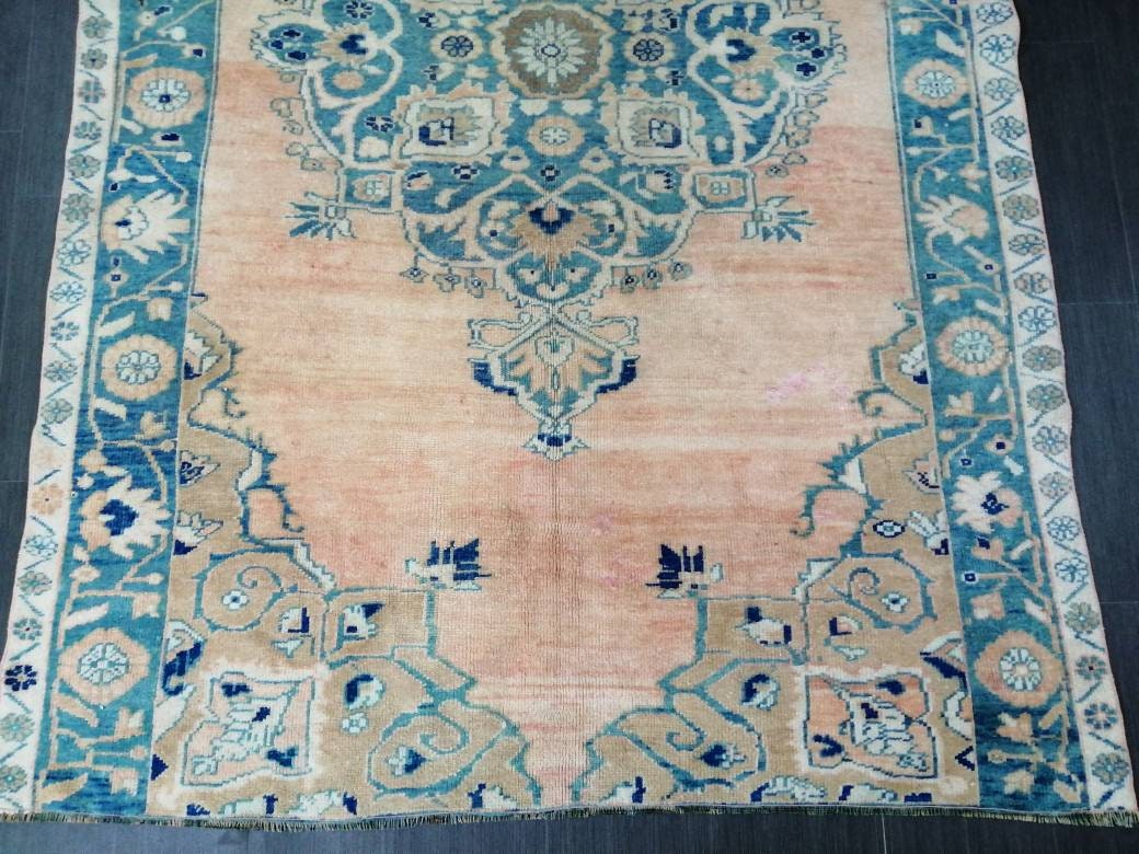 Blue Turkish Oushak Rug 5' 6" x 8' 11" Hand-Knotted | No. WR89231