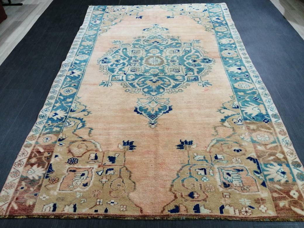 Blue Turkish Oushak Rug 5' 6" x 8' 11" Hand-Knotted | No. WR89231
