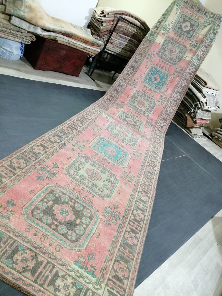 Beige Turkish Runner Rug 4' 5" x 19' 3" Hand-Knotted view