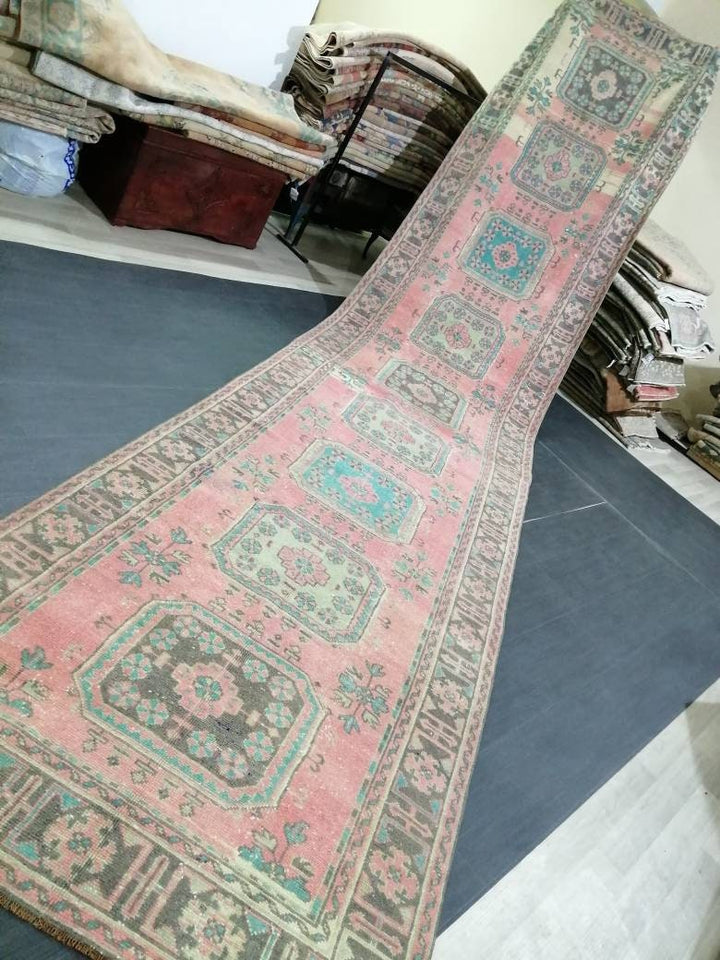 Beige Turkish Runner Rug 4' 5" x 19' 3" Hand-Knotted view