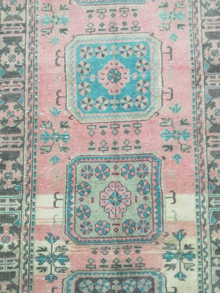 Beige Turkish Runner Rug 4' 5" x 19' 3" Hand-Knotted pattern