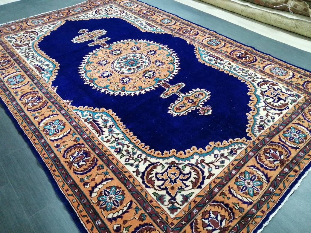 Blue Turkish Runner Rug 7' 1" x 10' 10" Hand-Knotted | No. WR14343