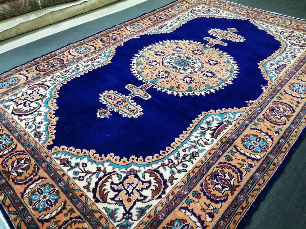 Blue Turkish Runner Rug 7' 1" x 10' 10" Hand-Knotted | No. WR14343