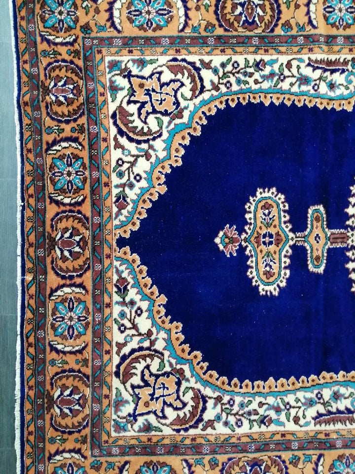 Blue Turkish Runner Rug 7' 1" x 10' 10" Hand-Knotted | No. WR14343