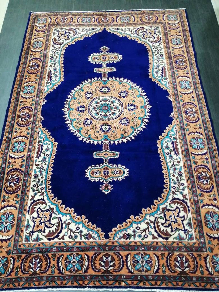Blue Turkish Runner Rug 7' 1" x 10' 10" Hand-Knotted | No. WR14343