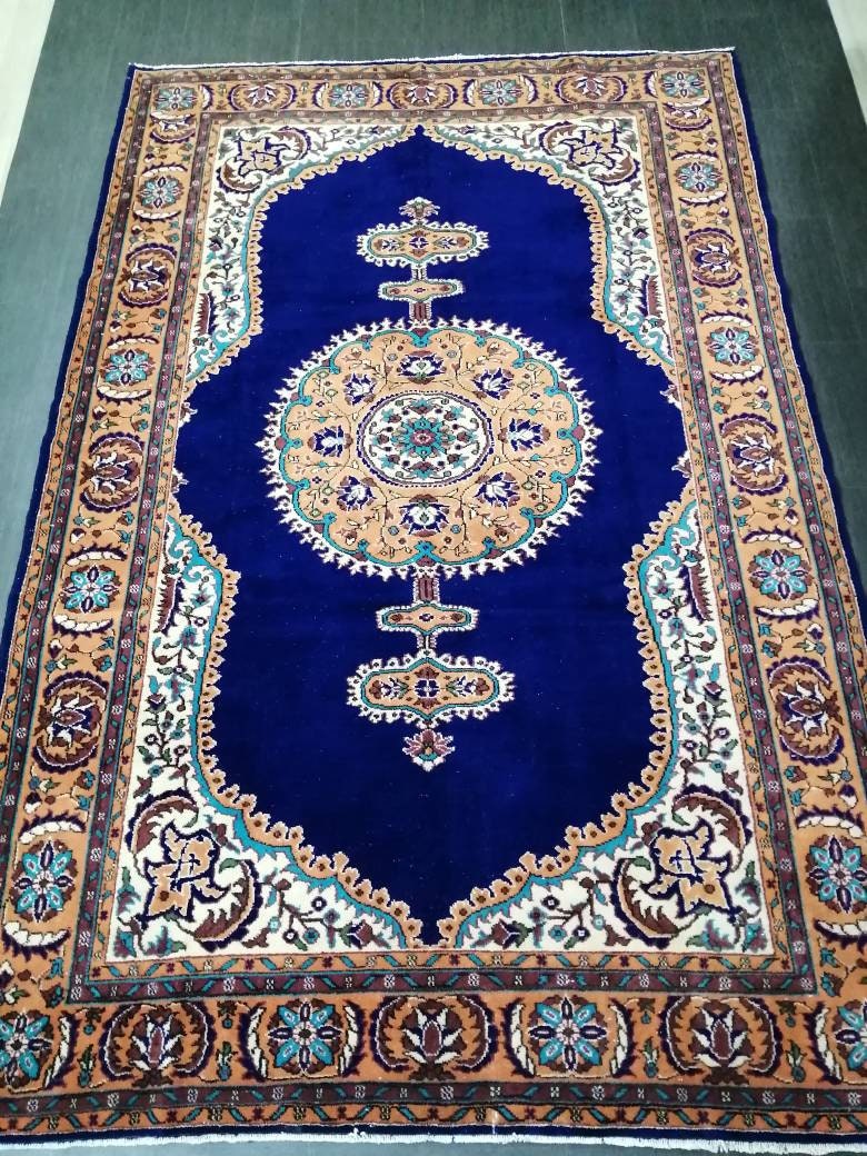 Blue Turkish Runner Rug 7' 1" x 10' 10" Hand-Knotted | No. WR14343