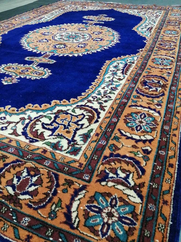 Blue Turkish Runner Rug 7' 1" x 10' 10" Hand-Knotted | No. WR14343