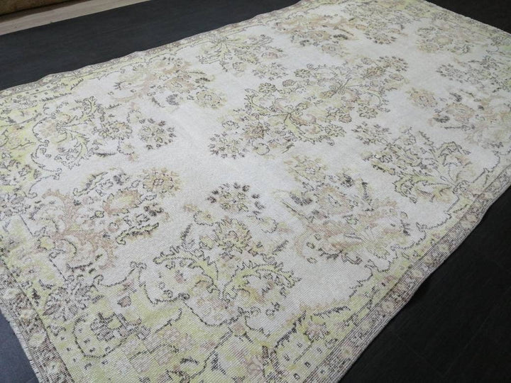 Beige Turkish Vintage Rug 6' x 10' 8" Hand-Knotted