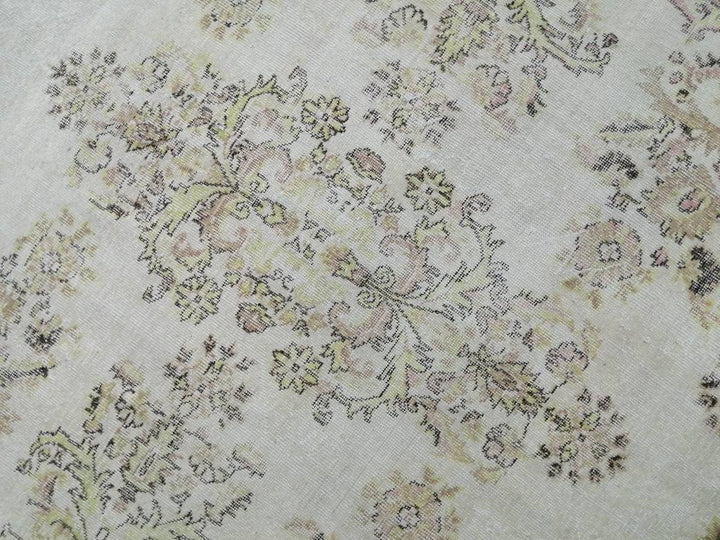 Beige Turkish Vintage Rug 6' x 10' 8" Hand-Knotted field