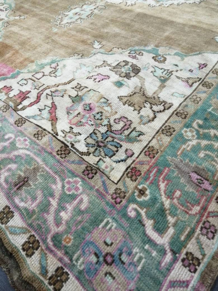 Turkish Runner Rug 6' 8" x 10' 10" Hand-Knotted pattern