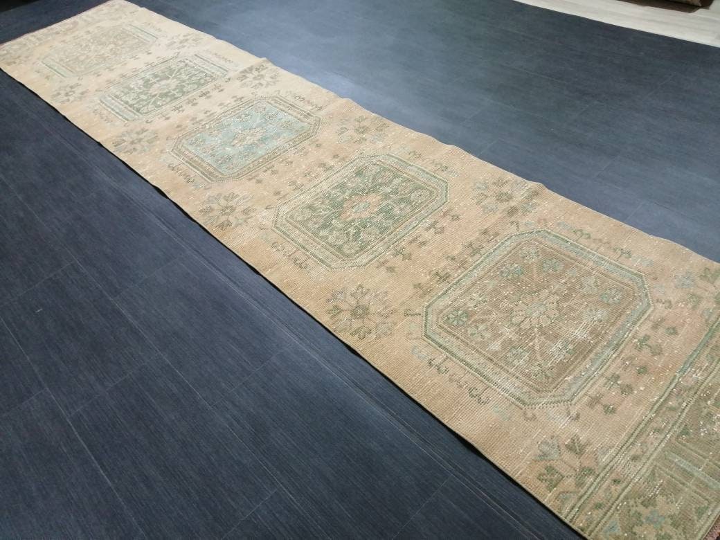 Beige Turkish Runner Rug 2' 6" x 11' 6" Hand-Knotted view 9
