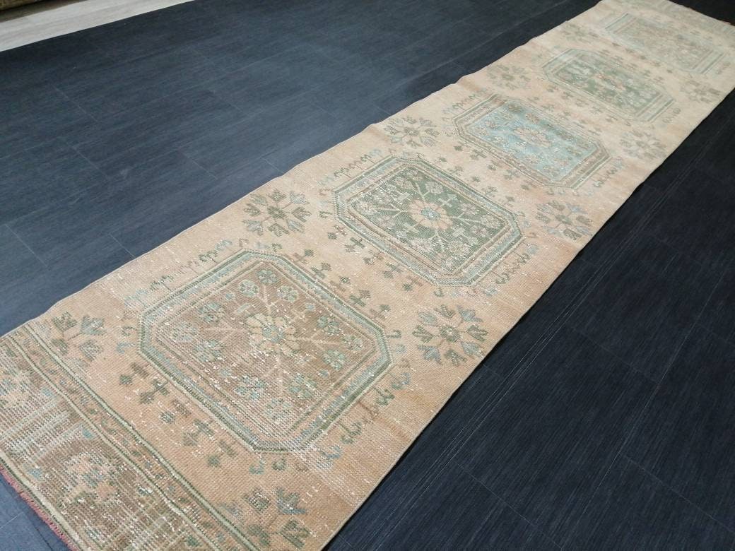 Beige Turkish Runner Rug 2' 6" x 11' 6" Hand-Knotted