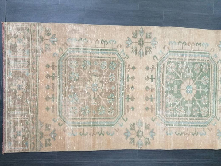 Beige Turkish Runner Rug 2' 6" x 11' 6" Hand-Knotted pattern
