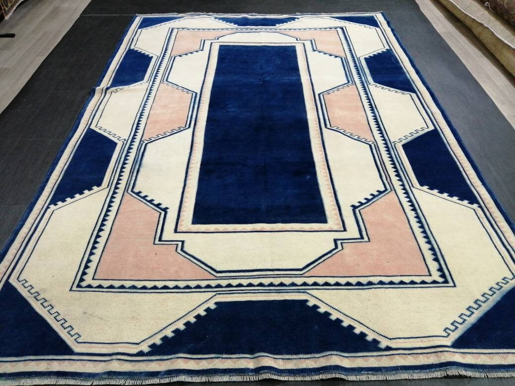 Green Turkish Oushak Rug 6' 10" x 9' 10" Hand-Knotted | No. WR64932