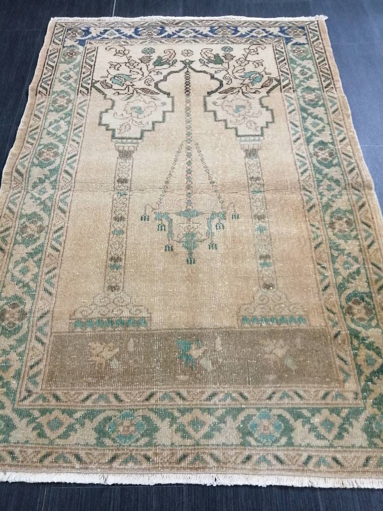 Beige Turkish Runner Rug 3' 4" x 4' 11" Hand-Knotted view