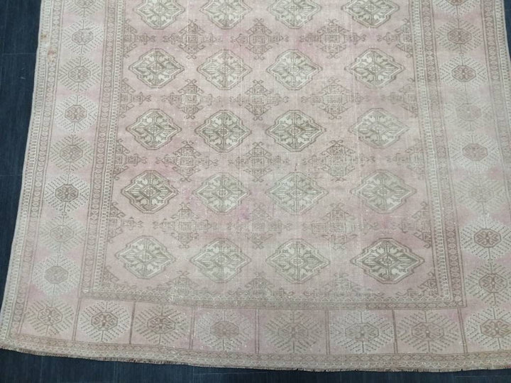 Pink Turkish Oushak Rug 6' 2" x 9' 1" Hand-Knotted texture