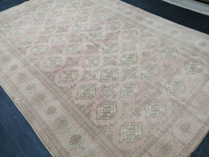 Pink Turkish Oushak Rug 6' 2" x 9' 1" Hand-Knotted